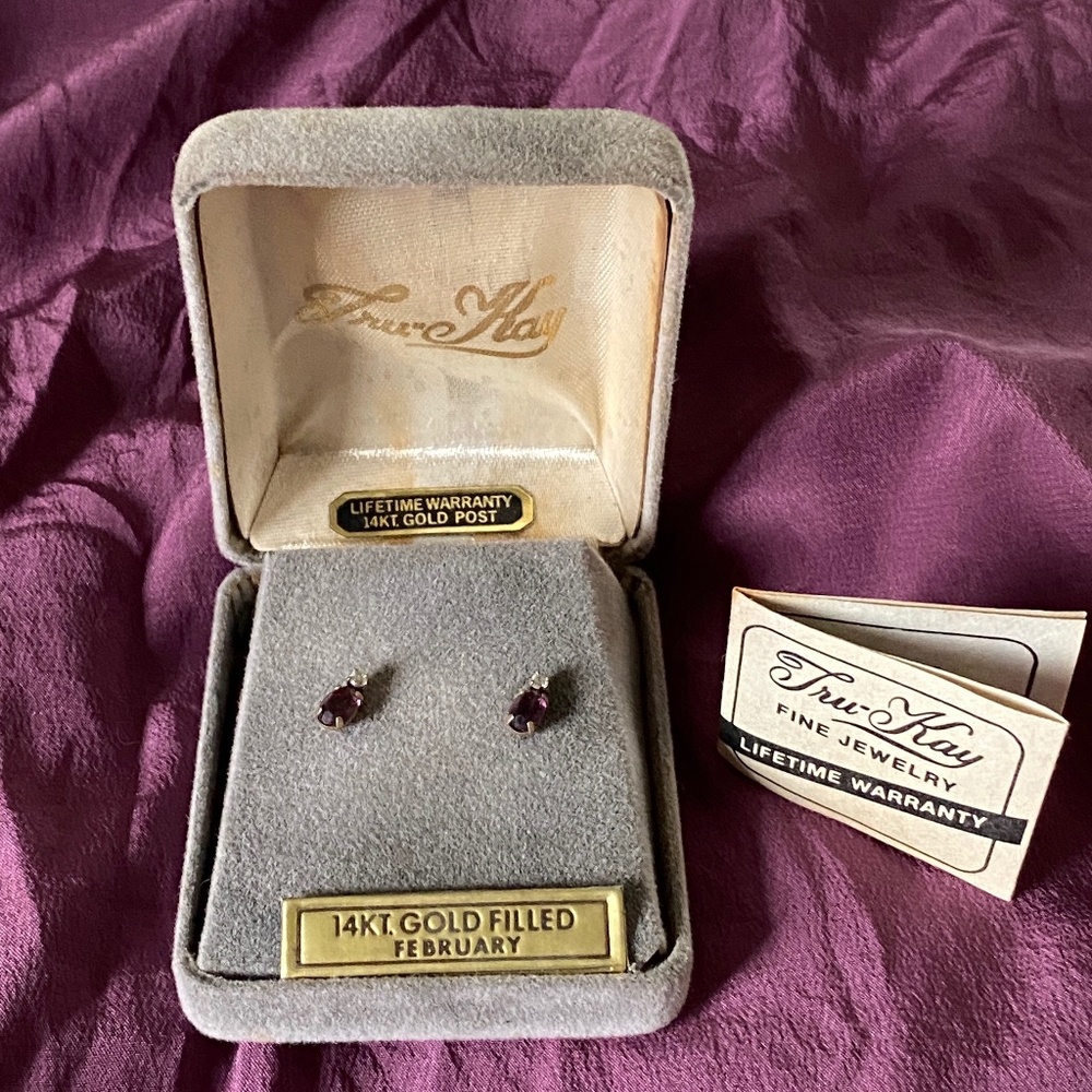 Tru-Kay I February Birthstone Earrings I 14KT GF